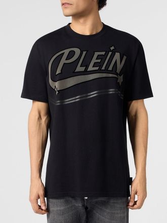 Philipp Plein T-shirt in cotone con logo a contrasto e spalle cadute