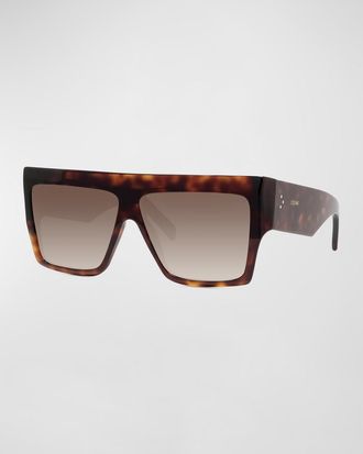 Celine Men & apos;s Chunky Rectangle Gradient Havana Sunglasses