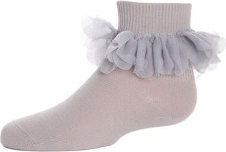 MeMoi Hello Darlin Flower Petal Anklet Socks in Silver Cloud at Nordstrom, Size 6-12M