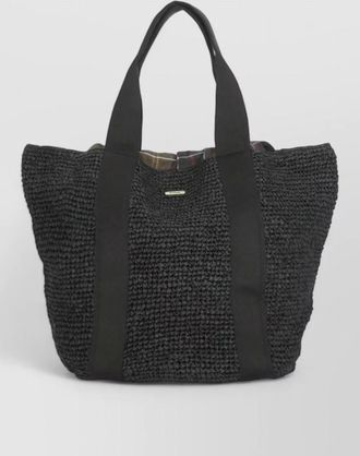 Barbour rectangular tote bag shoulder woven handles