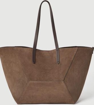 Brunello Cucinelli BC Duo large bag in suede with monili in Bark at Nordstrom