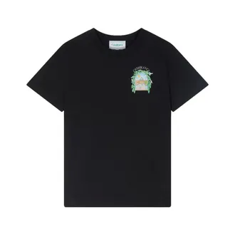 Casablanca T-Shirts, male, Black, Size: L Tennis Arch Black T-shirt