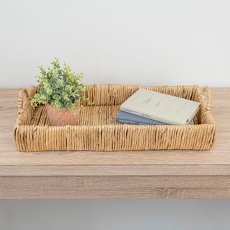 Happimess Anika Traditional Southwestern Hand-Woven Abaca Tray with Handles in Natural at Nordstrom