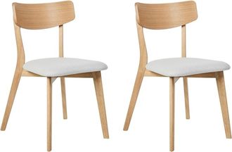 Beliani Conjunto de 2 sillas de comedor Madera Marr&oacute;n claro Gris