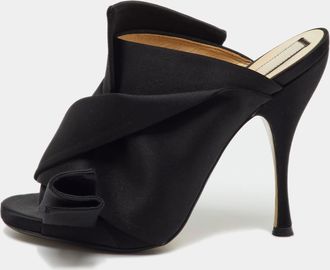 N&deg;21 N21 Black Satin Raso Knot Peep Toe Mules