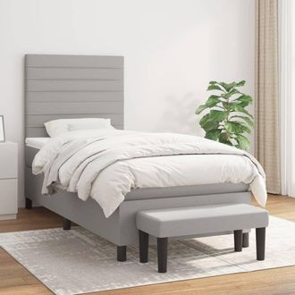 vidaXL Vidaxl - Cama Box Spring Con Colch&oacute;n Tela Gris Claro 100x200 Cm