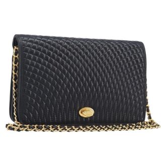 Bally Vintage Chain Quilted Leather Leather Shoulder Bag Bag (Pre-Owned)