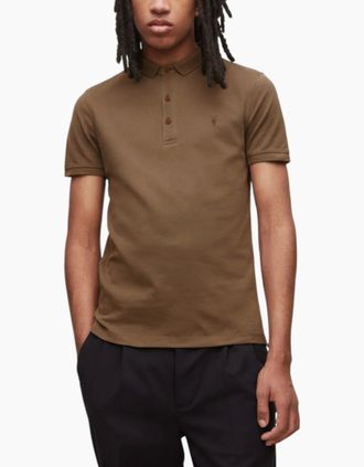 AllSaints Allsaints Mens All Saints Mens Polo Shirt Reform Summer Tee - Brown - Size: 40