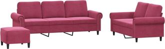 vidaXL Vidaxl - Set Di Divani 3 Pz Con Cuscini Rosso Vino In Velluto