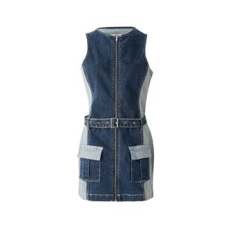 The Ragged Priest Dames Denim Ceintuur Mini Jurk (Indigo)