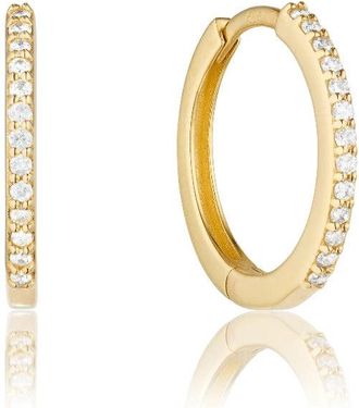 Lily & Roo Gold Diamond Style Slim Medium Huggie Hoop Earrings