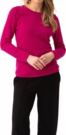 Marble Scotland Round Neck Rib Knit Sweater In Fuchsia