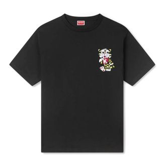 Kenzo T-Shirts, male, Black, Size: 2XL Wild Tiger Embroidered Oversized T-shirt