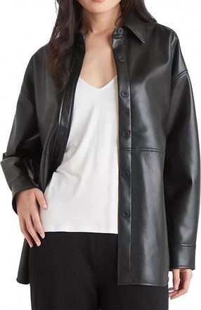 BLACK TAPE Vegan Leather Shirt In Black