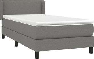 vidaXL Cama Box Spring Con Colch&oacute;n Tela Gris Oscuro 90x190 Cm Vidaxl