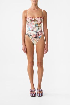 Camilla Ruched Cup Underwire One Piece W Tie Front Notes From The Road at Nordstrom, Size X-Small Au