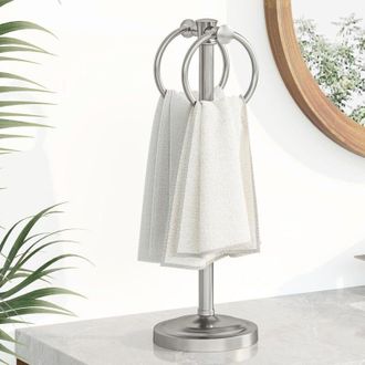 OEM Toallero Vertical De N&iacute;quel Cepillado De 43 Cm, Doble Aro Para Toallas, Soporte Para Toallas Independiente, Juego De Accesorios De Ba&ntilde;o, Mueble De Toc