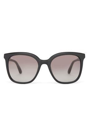Toms Charmaine 54mm Square Sunglasses in Shiny Black/Dark Grey at Nordstrom