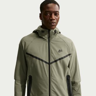 Nike Mens Tech Dri-FIT Woven Full-Zip Windrunner Jacket in Grey | IU6965-328