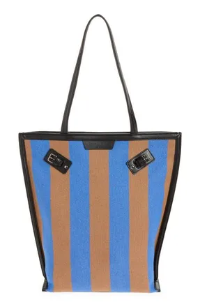 Proenza Schouler North/South Days Stripe Canvas Tote in Sapphire/Rust at Nordstrom