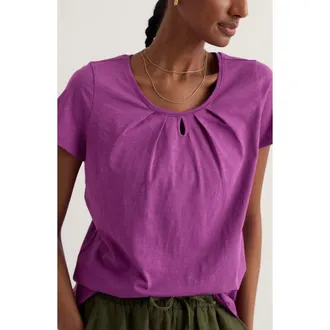 Seasalt Cornwall Appletree Keyhole Organic Cotton T-Shirt in Wild Orchid at Nordstrom, Size 14