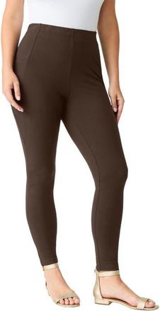 Roaman's Side Pocket Essential Legging in Chocolate at Nordstrom, Size 24