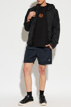 Stone Island Jacket With Logo Patch, Mens, Black