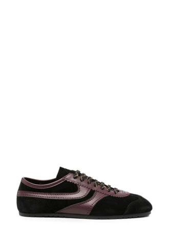 Dries Van Noten Scarpe da ginnastica in pelle nera con pannelli