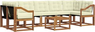 vidaXL Conjunto De Sof&aacute;s De Exterior 8 Uds. Natural Y Crema Vidaxl