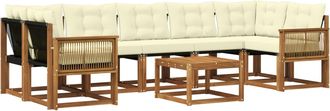 vidaXL Conjunto De Sof&aacute;s De Exterior 8 Uds. Natural Y Crema Vidaxl