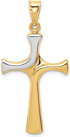 Diamond2Deal 14k Yellow Gold Rhodium Fancy Cross Pendant