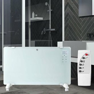 ETC Shop Termoconvettore Termoventilatore Stufa elettrica 1000/2000 w Termostato regolabile 2 livelli di calore Termoventilatore Telecomando Timer Vetro Bagno