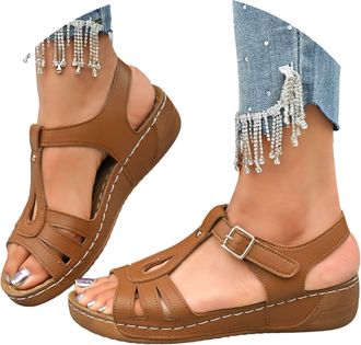 Generic Wedge Sandals for Women Espadrille Womens Wedges Platform Sandals for Women Open Toe Orthopedic Sandal Summer Casual Platform Bohemian Slip-On Wedge S