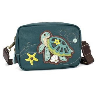 Chala Mini Pack Women RFID Protected Sling Purse and Waist Bag with Two Adjustable Straps, Turtle a - Turquoise, One Size, Waist Bag