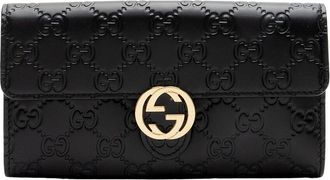 Gucci Black Guccissima Leather Interlocking G Continental Wallet (Authentic Pre-Loved)