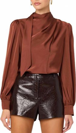 Astr Ivonne Satin Top In Rust