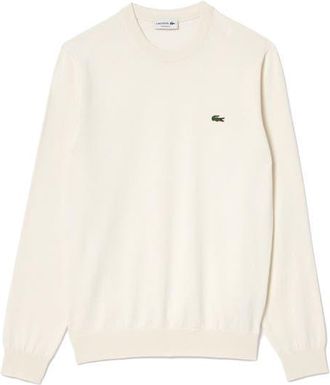 Lacoste Solid Cotton Jersey Crewneck Sweater in Flour at Nordstrom, Size 5