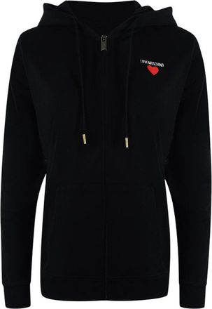 Moschino Womens Love Small Bold Heart Logo Black Zip Hoodie Cotton - Size X-Large