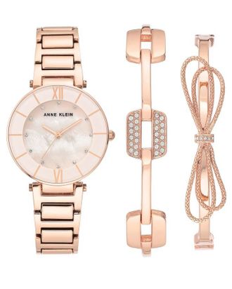 Anne Klein Mother of Pearl Dial Ladies Watch and Bracelet Set AK/3366BHST
