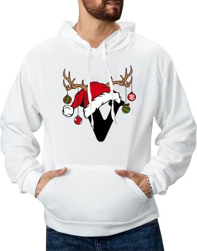 Pull à Capuche Homme Noël - Sweatshirt Décontracté Couleur Contrastée, Polyester Doux - Taille M à XL