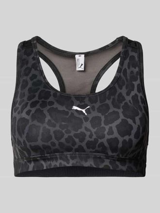 Puma Sport-BH mit Allover-Muster Modell 4KEEPS Bra in Black, Gr&ouml;&szlig;e XL