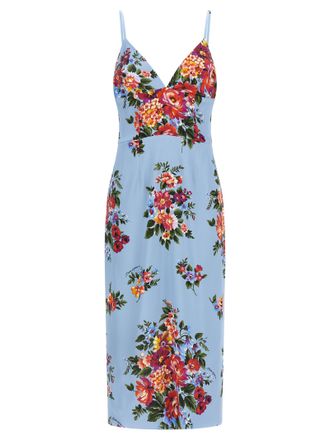 Dolce & Gabbana Blue Viscose Midi Womens Dress