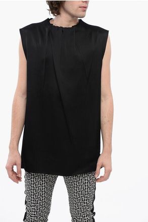 Jil Sander Draped Neck Silk Blend Tank Top size 50