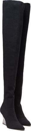 Balmain Wedge knit thigh-high boots in Black at Nordstrom, Size 35