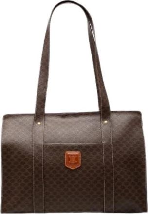Celine Pre-owned Canvas Tote Bag - Dames - Vintage Shopper - Bruin - ONE Size - Leer - Vintage