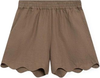 SoSUE Bermuda Short Wave - Dames - Korte Broeken - Bruin - L - Linnen - Korte Broeken