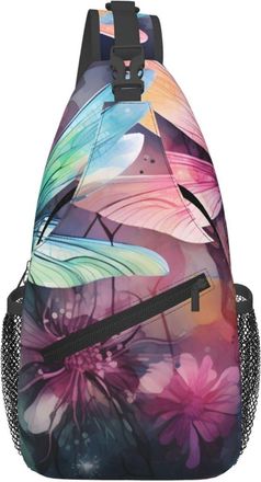 Generic Green Powder Dragonfly Sling Bag Trendy Cross Body Bag Lightweight Crossbody Bags For Outdoors Runner Traveling