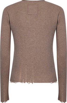 Uma Wang Womens Ribbed Cashmere Henley Top Beige Knitwear Sweater
