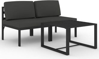 vidaXL Set Muebles De Jard&iacute;n 3 Pzas Y Cojines Aluminio Gris Antracita Vidaxl