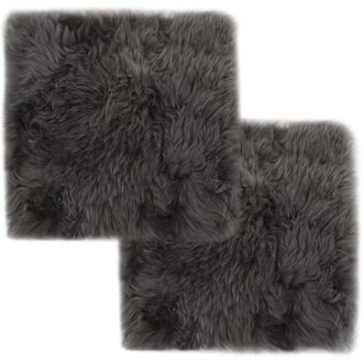 vidaXL Vidaxl - Cojines De Silla 2 Uds Piel De Oveja Real Gris Claro 40x40 Cm
